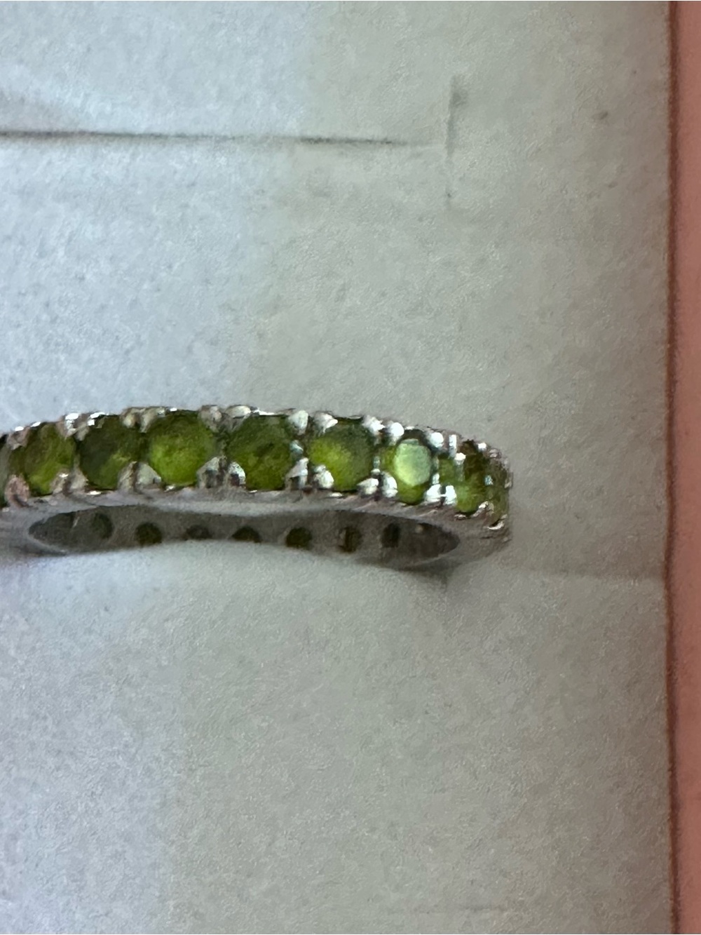 Green peridot Eternity Band Ring - 925 silver 9.5 size
